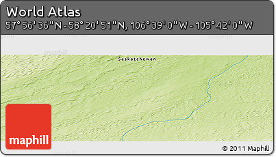 Physical Panoramic Map of the Area around 58° 8' 44" N, 106° 10' 30" W