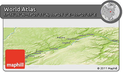 Physical Panoramic Map of the Area around 58° 8' 44" N, 108° 52' 30" E