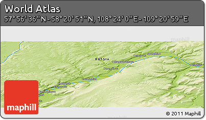 Physical Panoramic Map of the Area around 58° 8' 44" N, 108° 52' 30" E