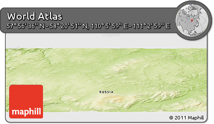 Physical Panoramic Map of the Area around 58° 8' 44" N, 110° 34' 29" E