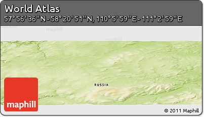 Physical Panoramic Map of the Area around 58° 8' 44" N, 110° 34' 29" E