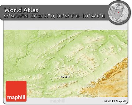 Physical 3D Map of the Area around 58° 8' 44" N, 111° 25' 30" E