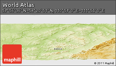 Physical Panoramic Map of the Area around 58° 8' 44" N, 111° 25' 30" E