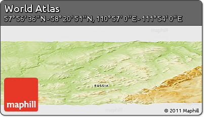 Physical Panoramic Map of the Area around 58° 8' 44" N, 111° 25' 30" E