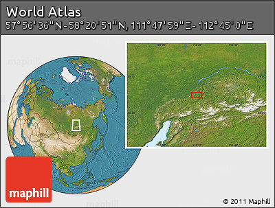 Satellite Location Map of the Area around 58° 8' 44" N, 112° 16' 30" E