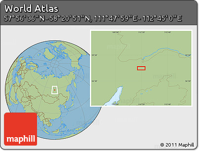 Savanna Style Location Map of the Area around 58° 8' 44" N, 112° 16' 30" E