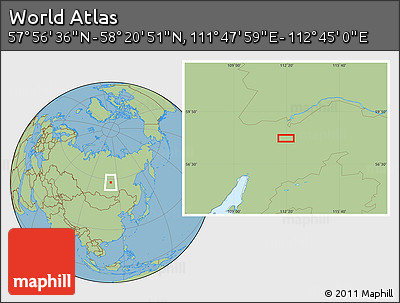 Savanna Style Location Map of the Area around 58° 8' 44" N, 112° 16' 30" E