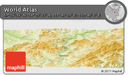 Physical Panoramic Map of the Area around 58° 8' 44" N, 112° 16' 30" E