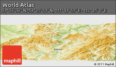 Physical Panoramic Map of the Area around 58° 8' 44" N, 112° 16' 30" E