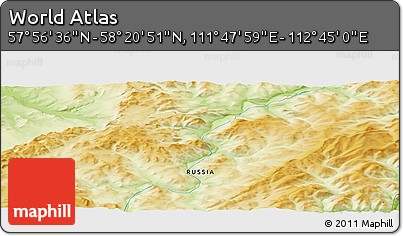 Physical Panoramic Map of the Area around 58° 8' 44" N, 112° 16' 30" E