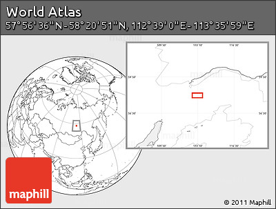 Blank Location Map of the Area around 58° 8' 44" N, 113° 7' 30" E