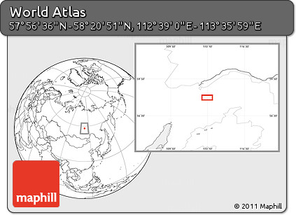 Blank Location Map of the Area around 58° 8' 44" N, 113° 7' 30" E