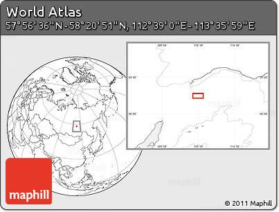 Blank Location Map of the Area around 58° 8' 44" N, 113° 7' 30" E