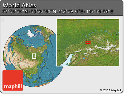 Satellite Location Map of the Area around 58° 8' 44" N, 113° 7' 30" E