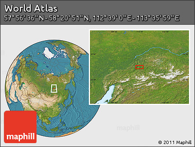 Satellite Location Map of the Area around 58° 8' 44" N, 113° 7' 30" E