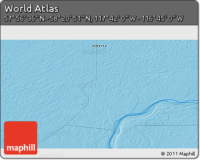 Political 3D Map of the Area around 58° 8' 44" N, 117° 13' 29" W