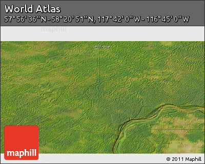 Satellite 3D Map of the Area around 58° 8' 44" N, 117° 13' 29" W