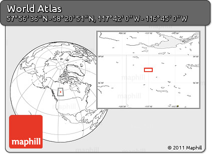 Blank Location Map of the Area around 58° 8' 44" N, 117° 13' 29" W