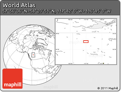 Blank Location Map of the Area around 58° 8' 44" N, 117° 13' 29" W