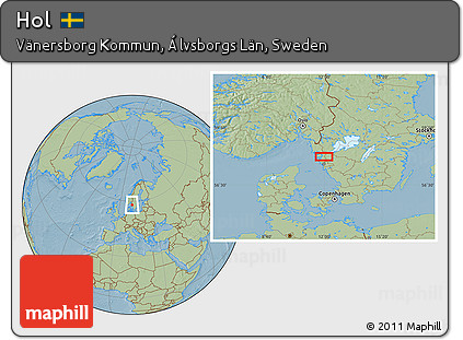 Savanna Style Location Map of Hol, hill shading