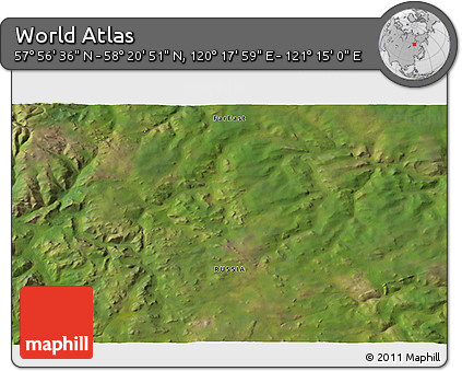 Satellite 3D Map of the Area around 58° 8' 44" N, 120° 46' 30" E