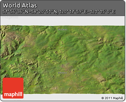 Satellite 3D Map of the Area around 58° 8' 44" N, 120° 46' 30" E