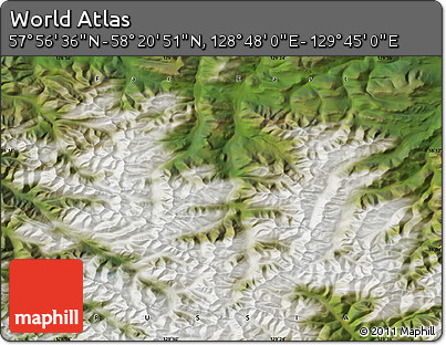 Satellite Map of the Area around 58° 8' 44" N, 129° 16' 30" E