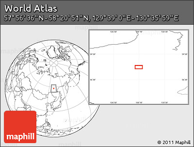 Blank Location Map of the Area around 58° 8' 44" N, 130° 7' 30" E