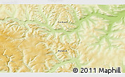 Physical 3D Map of the area around 58° 8' 44" N, 132° 40' 30" E