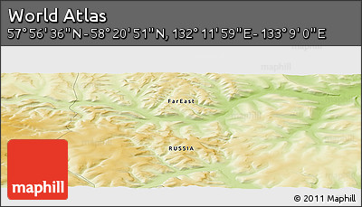 Physical Panoramic Map of the Area around 58° 8' 44" N, 132° 40' 30" E