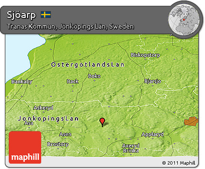 Physical Panoramic Map of Sjöarp