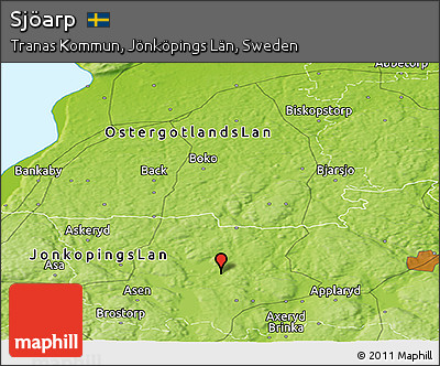 Physical Panoramic Map of Sjöarp