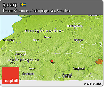 Physical Panoramic Map of Sjöarp