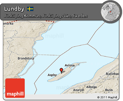 Shaded Relief Panoramic Map of Lundby