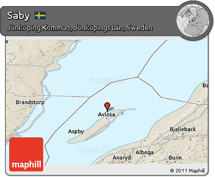 Shaded Relief Panoramic Map of Säby