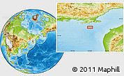 Physical Location Map of the area around 58° 8' 44" N, 153° 4' 29" E