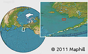Satellite Location Map of the area around 58° 8' 44" N, 163° 7' 30" W