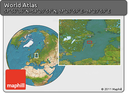 Satellite Location Map of the Area around 58° 8' 44" N, 17° 55' 29" E