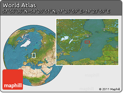 Satellite Location Map of the Area around 58° 8' 44" N, 17° 55' 29" E