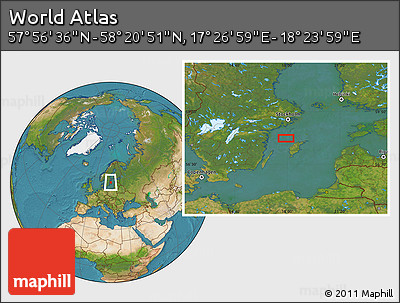 Satellite Location Map of the Area around 58° 8' 44" N, 17° 55' 29" E