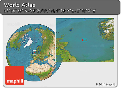 Satellite Location Map of the Area around 58° 8' 44" N, 1° 46' 29" E