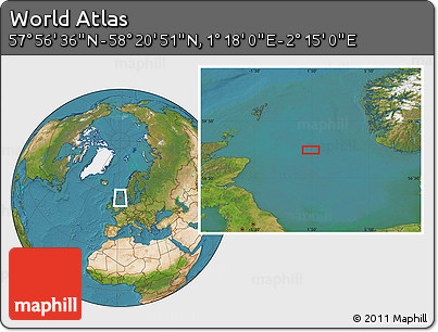 Satellite Location Map of the Area around 58° 8' 44" N, 1° 46' 29" E