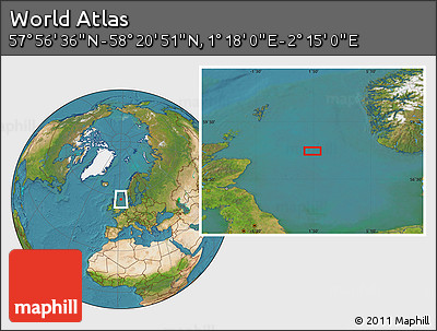Satellite Location Map of the Area around 58° 8' 44" N, 1° 46' 29" E