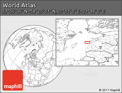 Blank Location Map of the Area around 58° 8' 44" N, 21° 19' 30" E