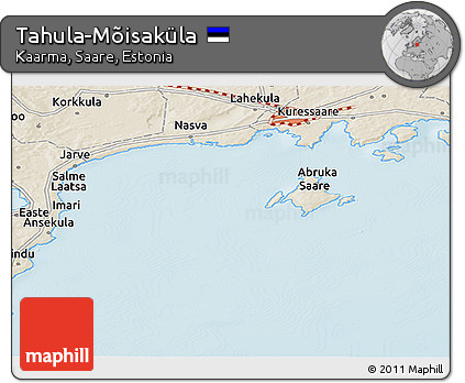 Shaded Relief Panoramic Map of Tahula-Mõisaküla
