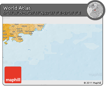 Political 3D Map of the Area around 58° 8' 44" N, 23° 1' 29" E