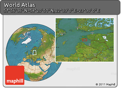 Satellite Location Map of the Area around 58° 8' 44" N, 23° 1' 29" E