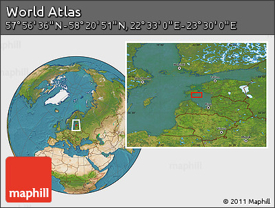 Satellite Location Map of the Area around 58° 8' 44" N, 23° 1' 29" E