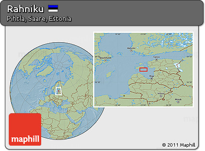 Savanna Style Location Map of Rahniku, hill shading