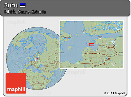 Savanna Style Location Map of Sutu, hill shading